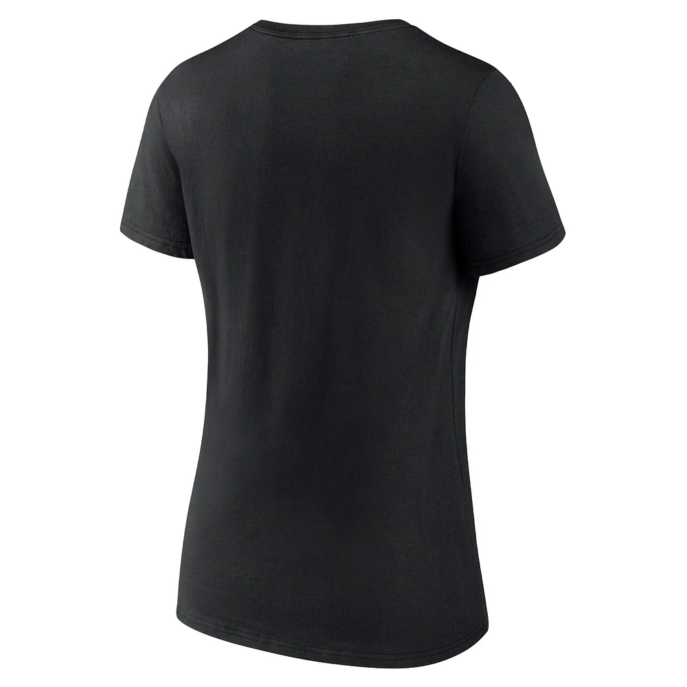 Women's Fanatics Black Utah Hockey Club Secondary Logo V-Neck T-Shirt
