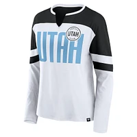 Women's Fanatics White/Black Utah Hockey Club Frozen Notch Neck Long Sleeve T-Shirt