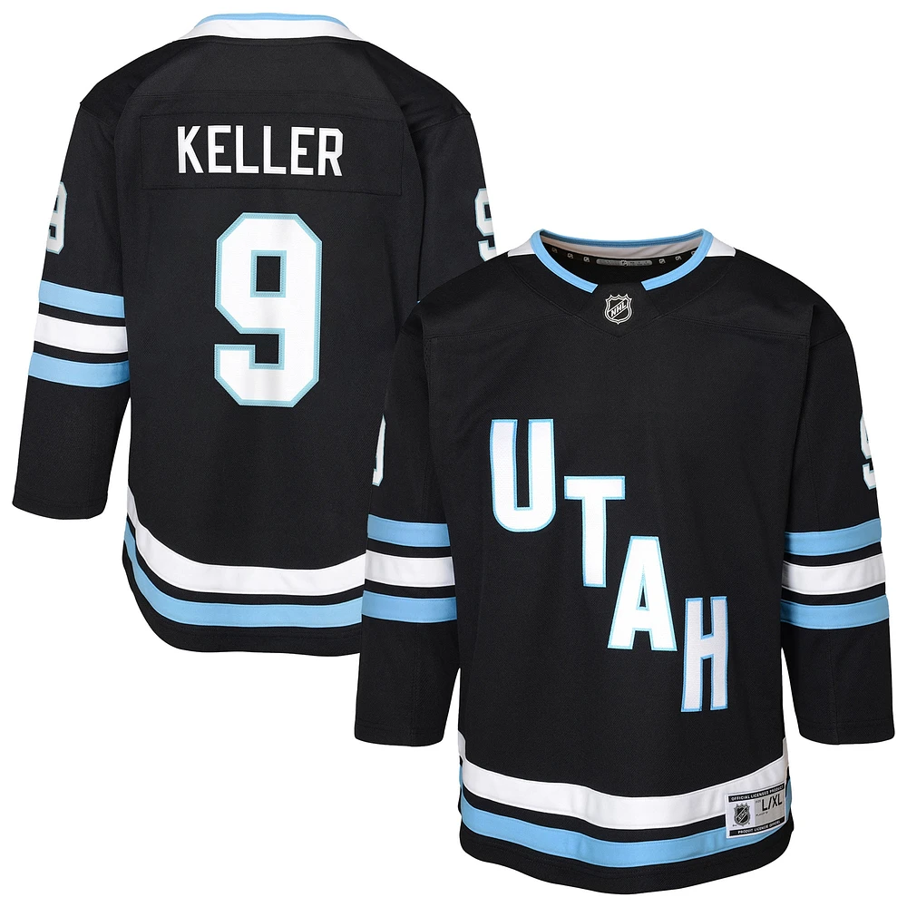 Maillot de joueur premier plan à domicile Clayton Keller Black Utah Hockey Club pour jeunes