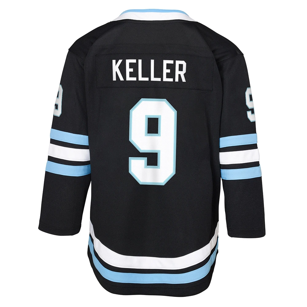Maillot de joueur premier plan à domicile Clayton Keller Black Utah Hockey Club pour jeunes