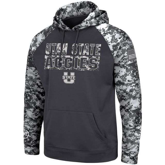 Sweat à capuche Colosseum Charcoal Utah State Aggies OHT Military Appreciation Digital Camo pour hommes