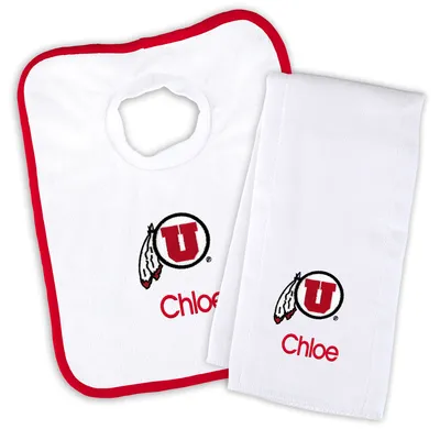 Utah Utes Infant Personalized Bib & Burp Cloth Set