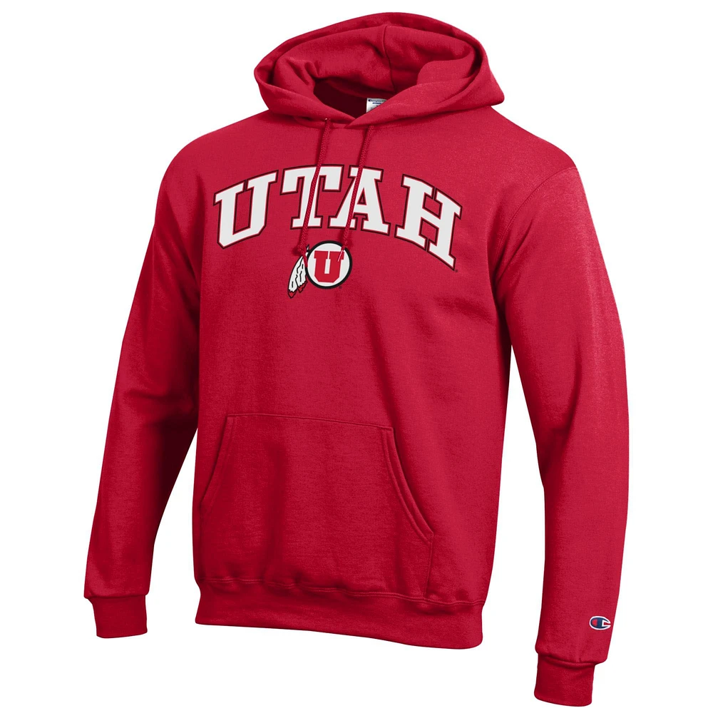 Men's Champion  Scarlet Utah Utes Arched Logo Fleece Pullover Hoodie