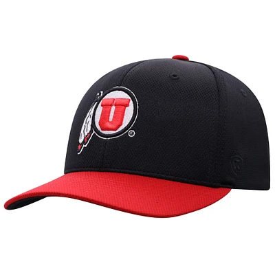 Casquette ajustée Top of the World noire Utah Utes Reflex pour homme