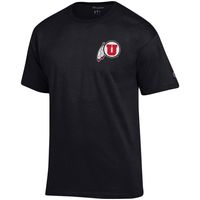 Men's Champion Black Utah Utes Stack 2-Hit T-Shirt