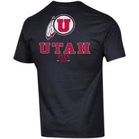 Men's Champion Black Utah Utes Stack 2-Hit T-Shirt