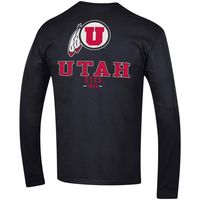 Men's Champion Black Utah Utes Team Stack Long Sleeve T-Shirt