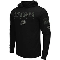 Men's Colosseum Black Utah Utes OHT Military Appreciation Hoodie Long Sleeve T-Shirt