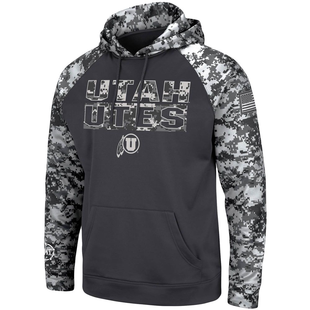 Men's Colosseum Charcoal Utah Utes OHT Military Appreciation Digital Camo Pullover Hoodie