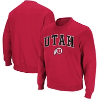 Men's Colosseum Red Utah Utes Arch & Logo Crew Neck Sweatshirt