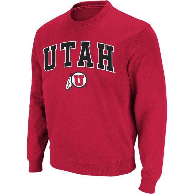 Colosseum Red Utah Utes Arch & Logo Crew Neck Sweat-shirt pour homme