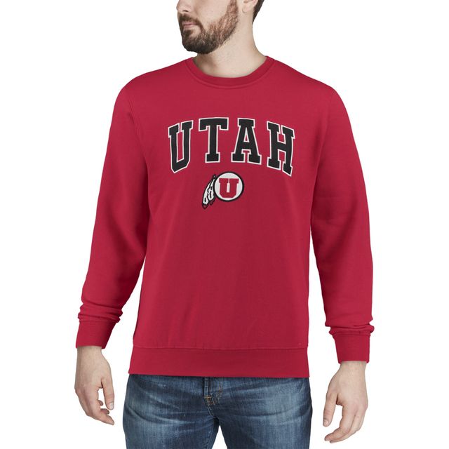 Colosseum Red Utah Utes Arch & Logo Crew Neck Sweat-shirt pour homme