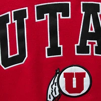 Men's Colosseum Red Utah Utes Arch & Logo Crew Neck Sweatshirt