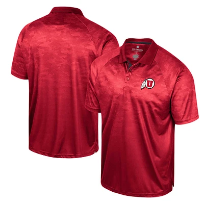 Men's Colosseum Red Utah Utes Honeycomb Raglan Polo