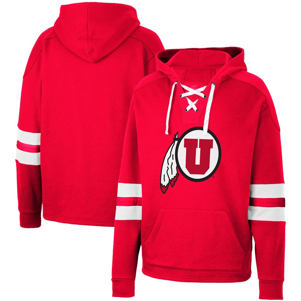 Men's Colosseum Red Utah Utes Lace-Up 4.0 Pullover Hoodie