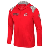 Men's Colosseum Red Utah Utes OHT Military Appreciation Quarter-Zip Hoodie Jacket