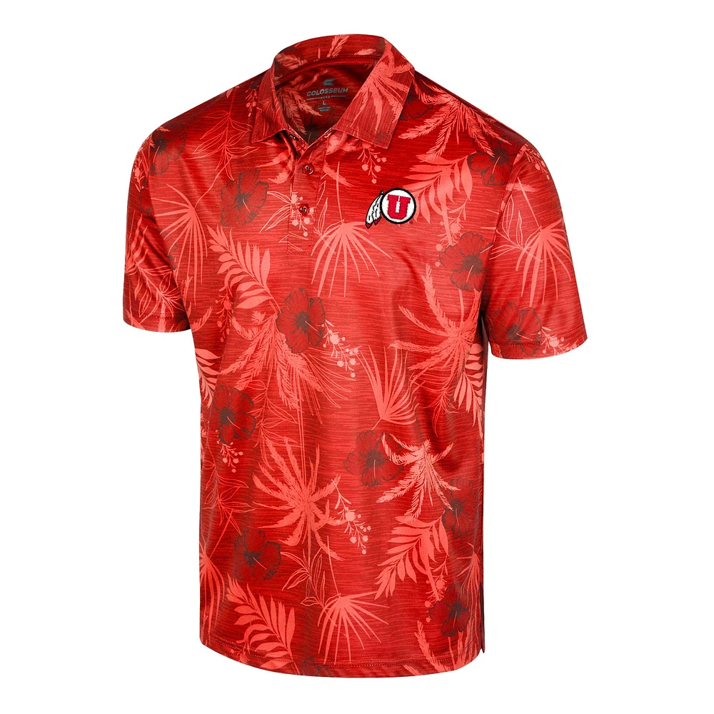 Men's Colosseum Red Utah Utes Palms Team Polo