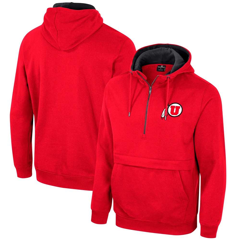 Chandail à capuchon demi-glissière Colosseum Red Utah Utes Team pour homme