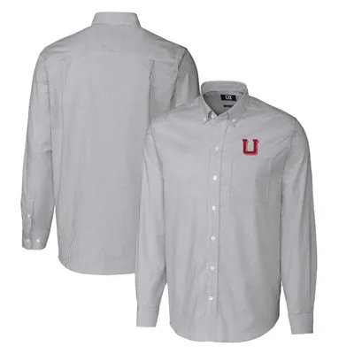 Men's Cutter & Buck Charcoal Utah Utes Vault Stretch Oxford Short Sleeve  Button-Down Shirt