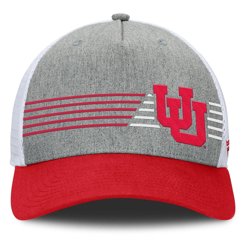 Casquette ajustable Fanatics Heather Grey/Red Utah Utes pour hommes