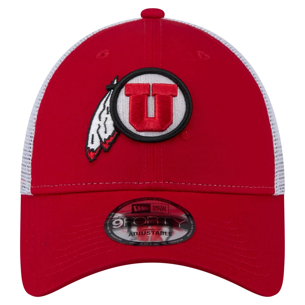 Casquette ajustable Utah Utes Trucker 9FORTY pour homme de New Era rouge