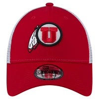 Men's New Era  Red Utah Utes Trucker 9FORTY Adjustable Hat