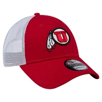 Men's New Era  Red Utah Utes Trucker 9FORTY Adjustable Hat