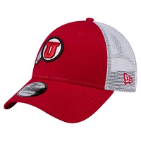 Men's New Era  Red Utah Utes Trucker 9FORTY Adjustable Hat