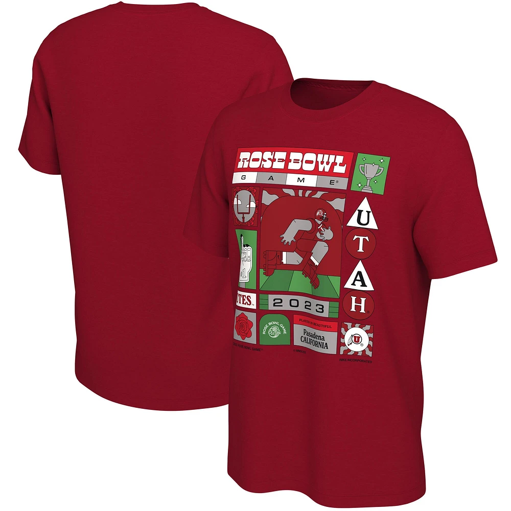 Men's Nike Red Utah Utes 2023 Rose Bowl Illustrated T-Shirt