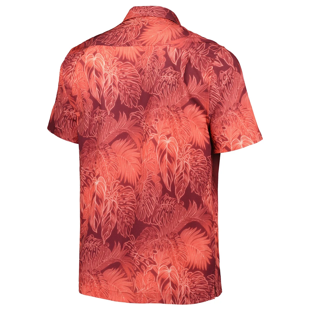 Chemise boutonnée Tommy Bahama Red Utah Utes Coast Luminescent Frond Camp IslandZone pour homme