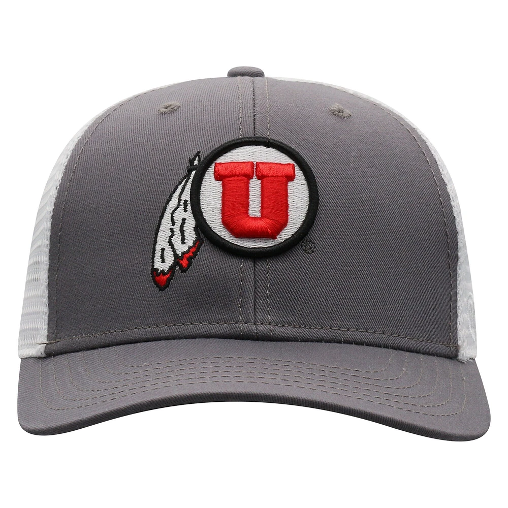 Men's Top of the World Gray/White Utah Utes Victory Baseline Trucker Adjustable Hat