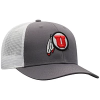 Men's Top of the World Gray/White Utah Utes Victory Baseline Trucker Adjustable Hat