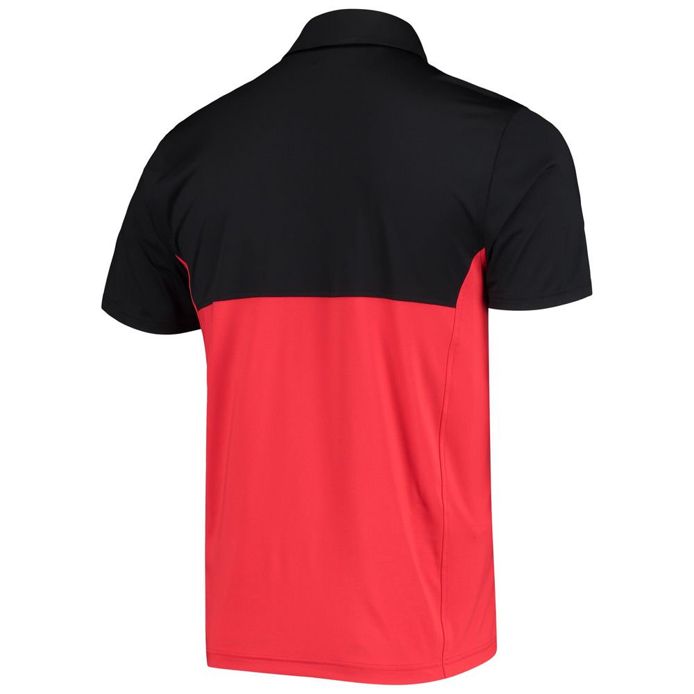 Men's Under Armour Black/Red Utah Utes 2022 Blocked Coaches Performance Polo