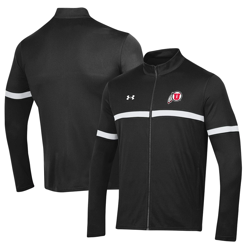 Veste Under Armour noire Utah Utes 2023 Assist Warm Up entièrement zippée pour homme