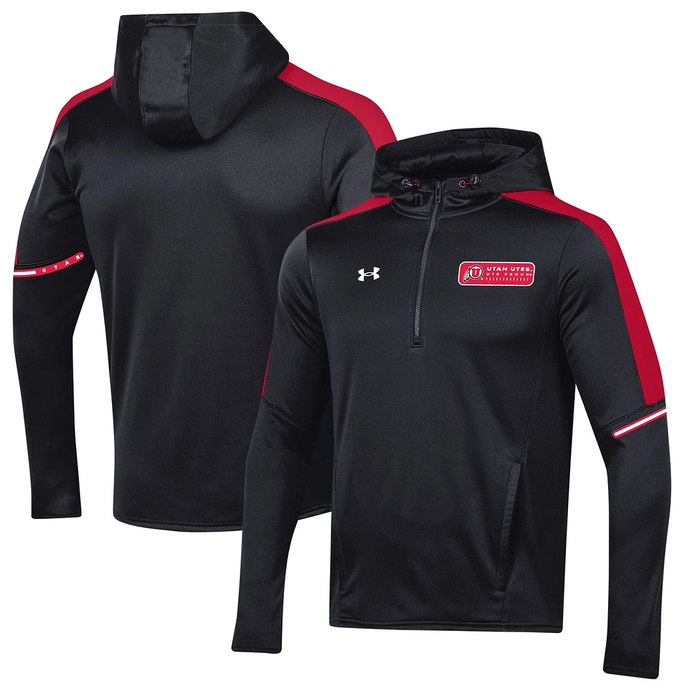 Sweat à capuche quart de zip Under Armour Utah Utes 2023 Sideline noir pour homme