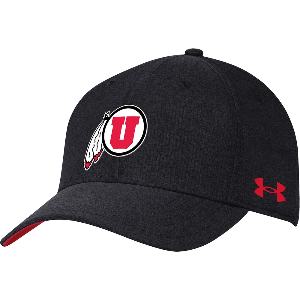 Men's Under Armour Black Utah Utes CoolSwitch AirVent Adjustable Hat