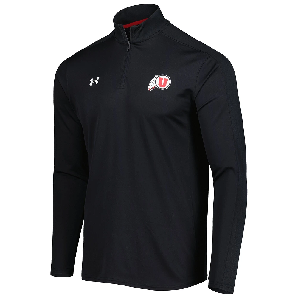 Men's Under Armour Black Utah Utes Lightweight Mock Neck Performance Quarter-Zip Jacket
