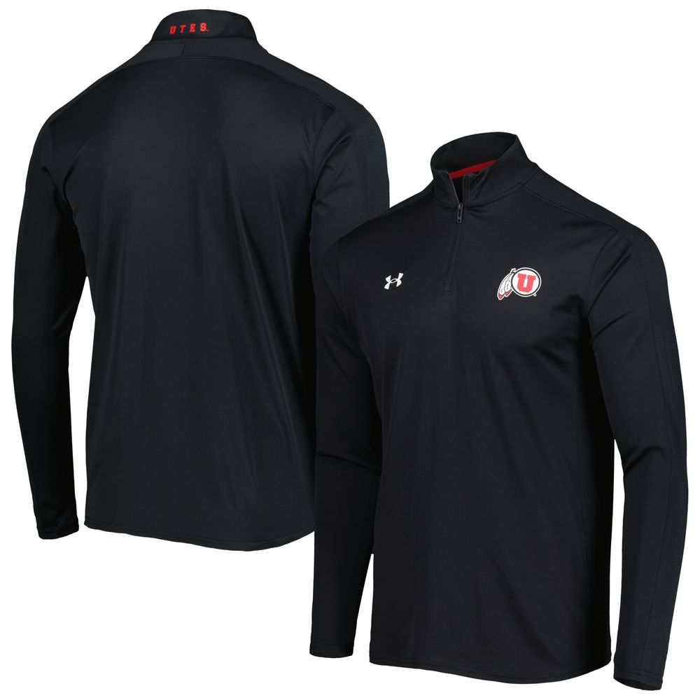 Men's Under Armour Black Utah Utes Lightweight Mock Neck Performance Quarter-Zip Jacket