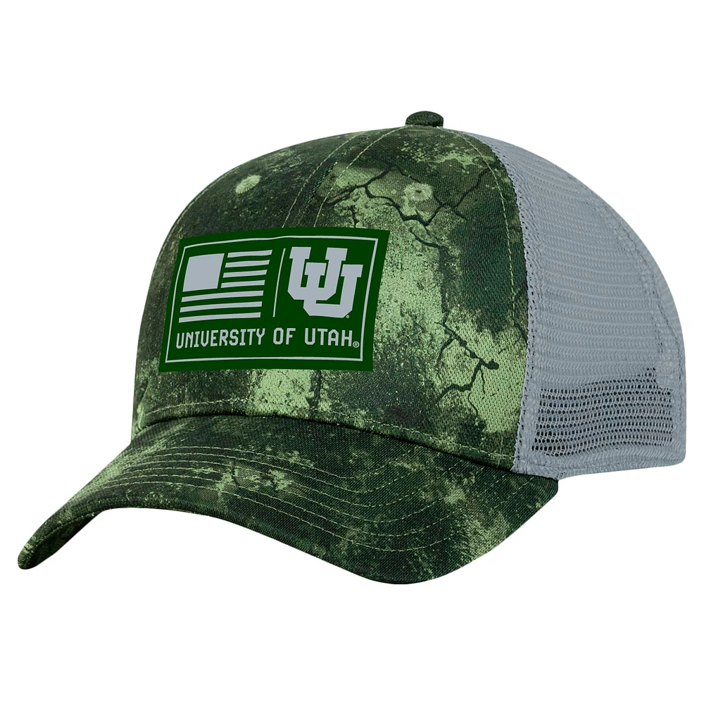 Casquette de camionneur Under Armour Camo Utah Utes Freedom Collection Blitzing Performance pour homme