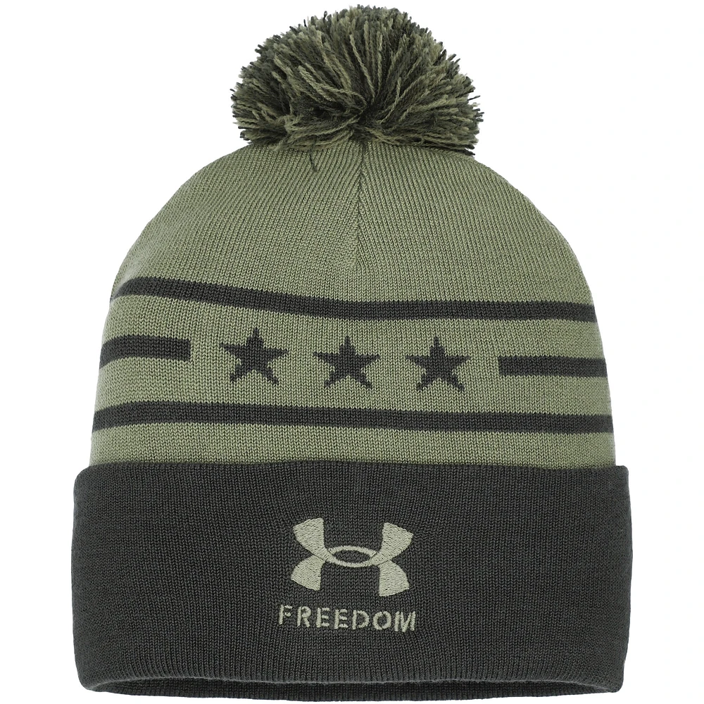 Bonnet en tricot à revers avec pompon Forest Green Utah Utes Freedom Collection pour homme de Under Armour