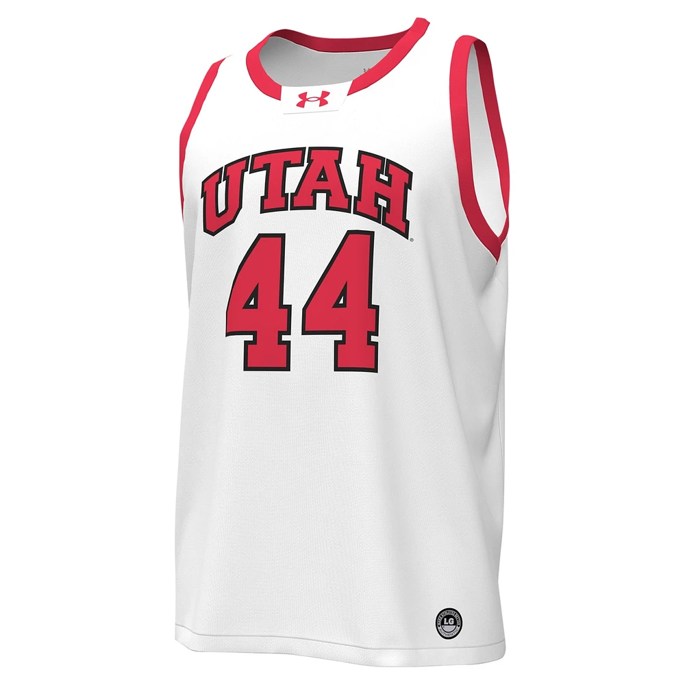 Men's Under Armour #44 White Utah Utes Replica Basketball Jersey