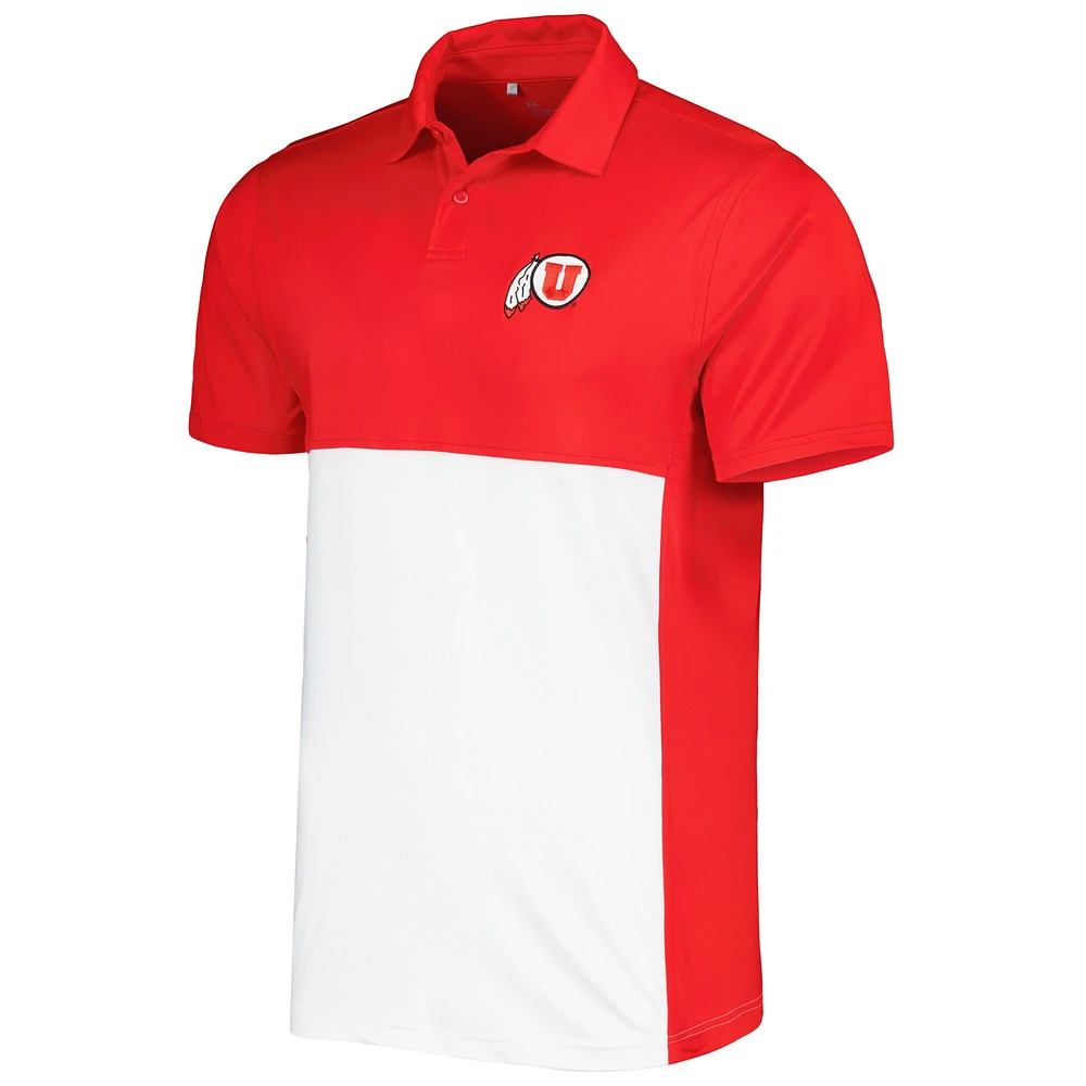 Under Armour Rouge/Blanc Utah Utes Vert Blocked Polo Performance Homme