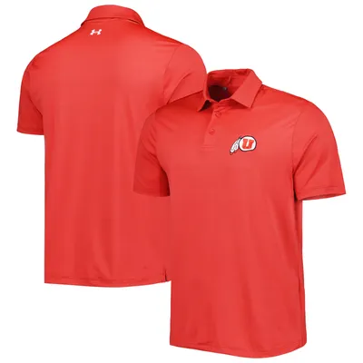 Polo Under Armour rouge Utah Utes vert Trail Stripe pour homme