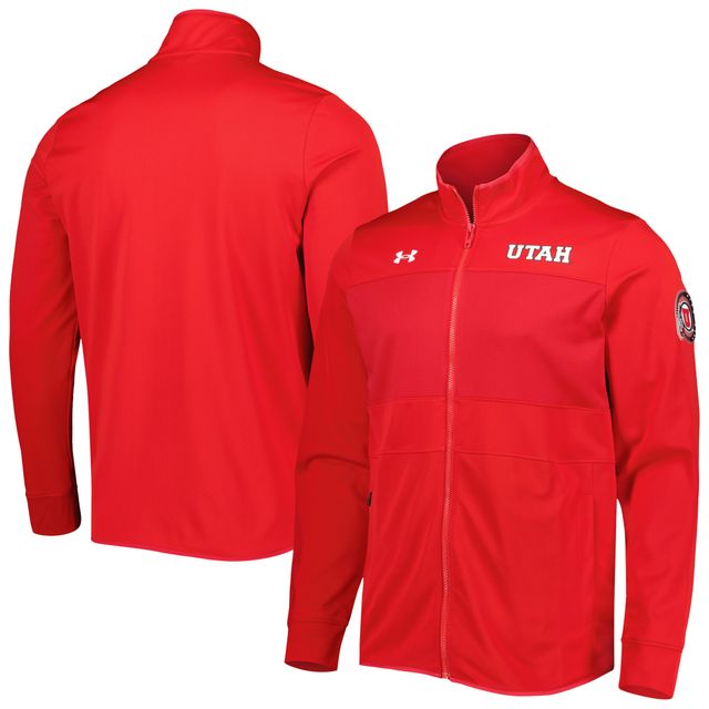 Under Armour Utah Utes Knit Veste d'échauffement entièrement zippée rouge pour homme