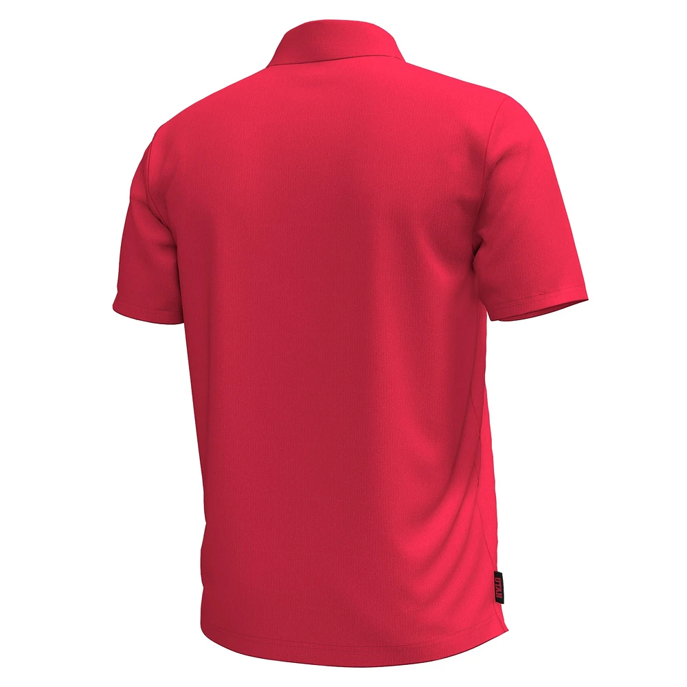 Men's Under Armour Red Utah Utes Playoff Chest Stripe Performance Polo