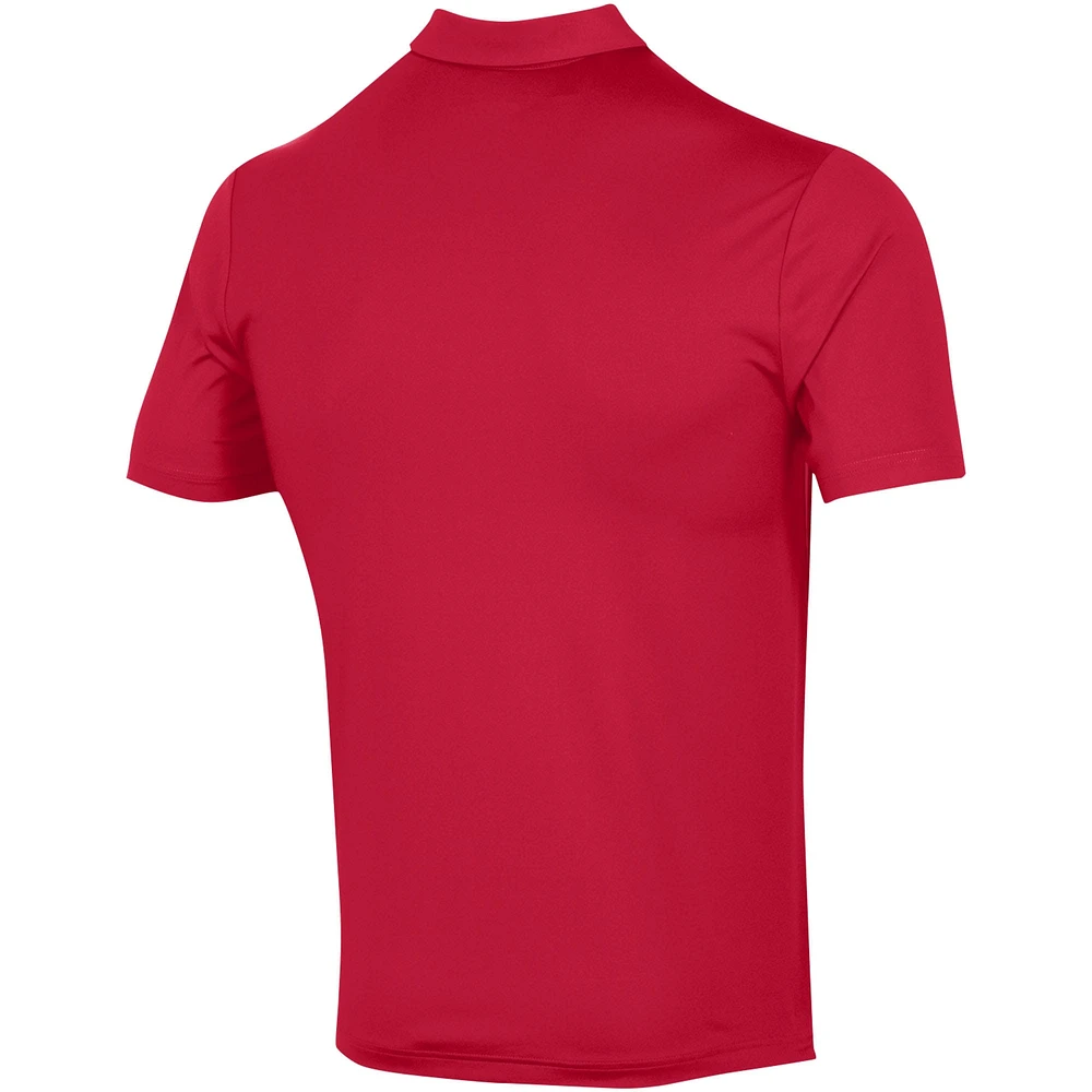 Under Armour T-shirt rouge Utah Utes pour hommes avec polo à rayures vertes