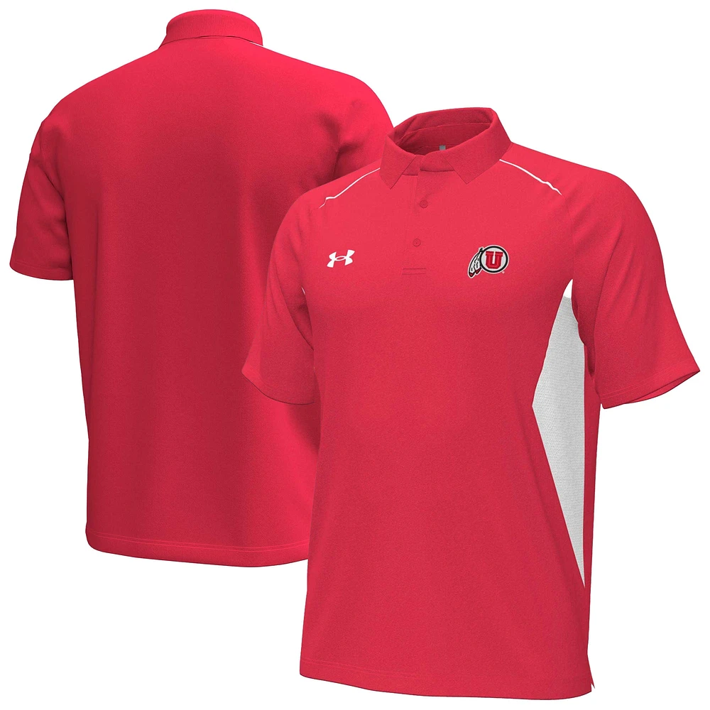 Polo rouge Utah Utes Title pour homme de Under Armour