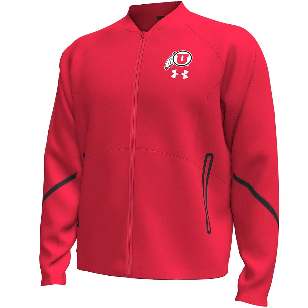 Men's Under Armour  Red Utah Utes Unstoppable Full-Zip Bomber Jacket