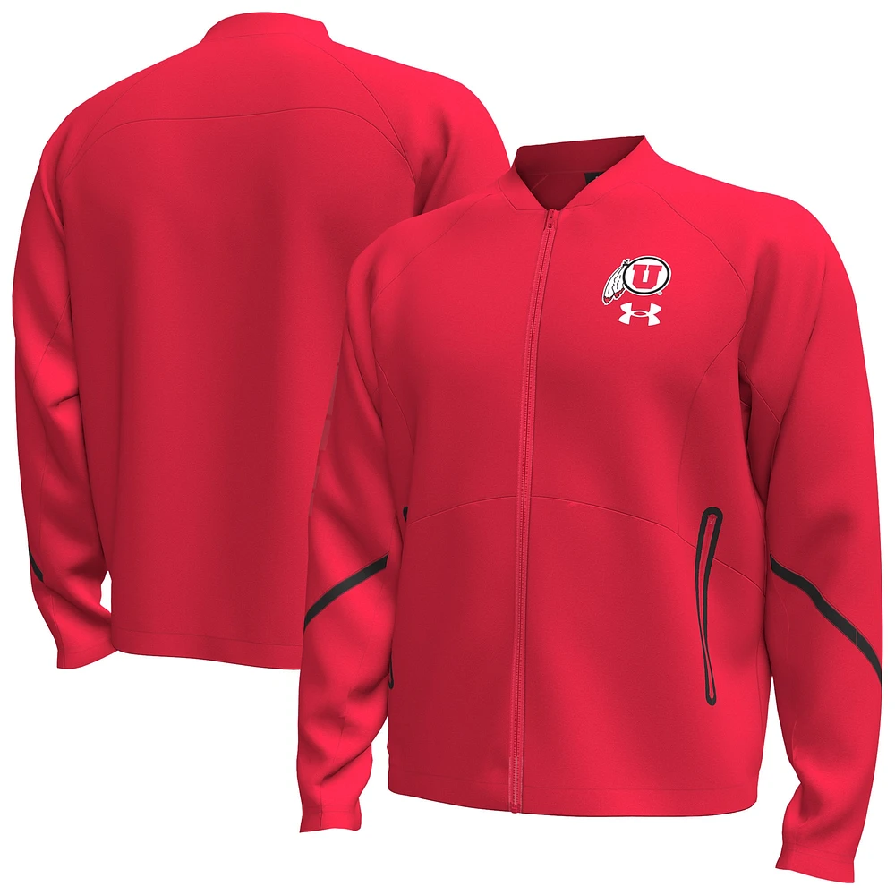 Men's Under Armour  Red Utah Utes Unstoppable Full-Zip Bomber Jacket