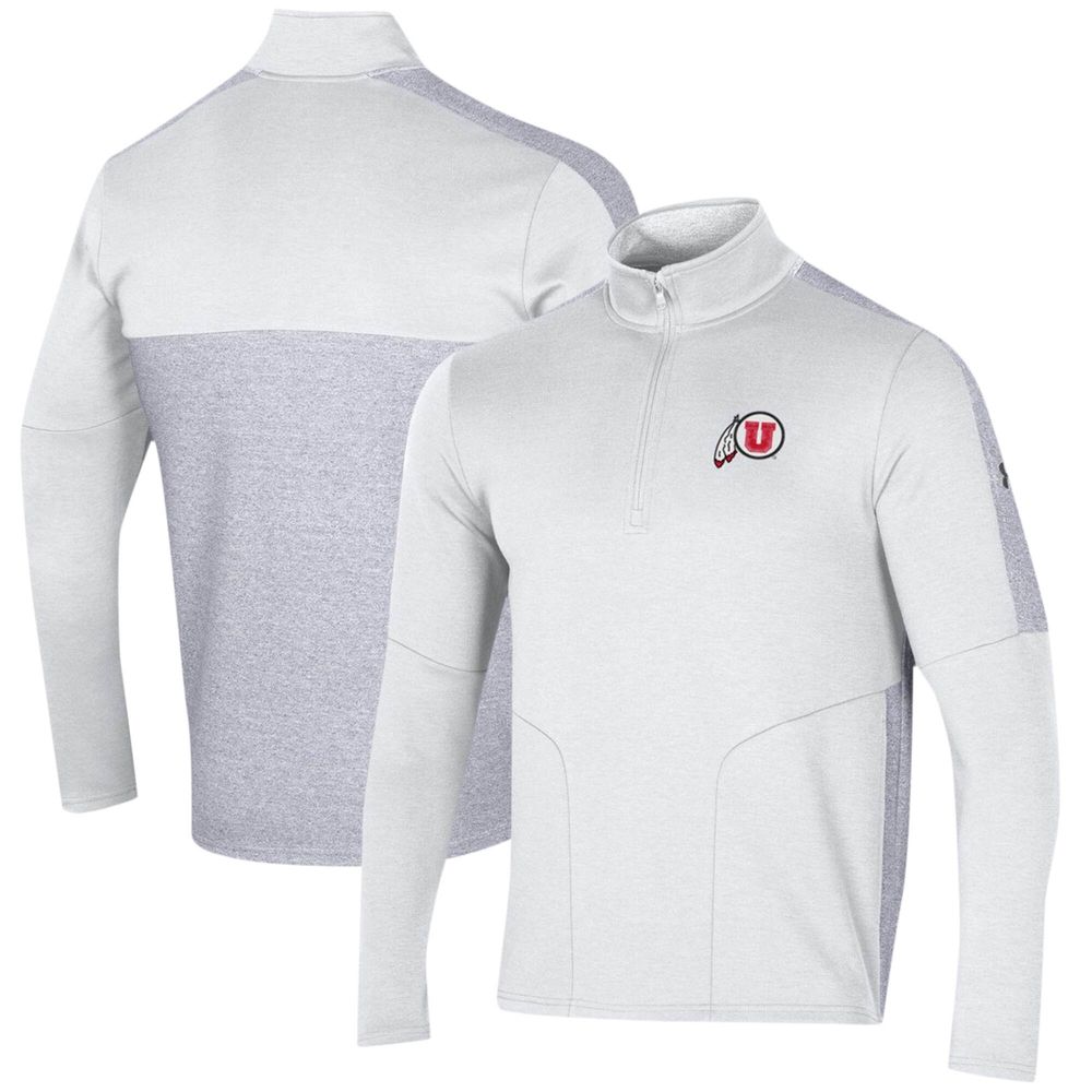 Men's Under Armour White/Heathered Gray Utah Utes Apollo Half-Zip Jacket